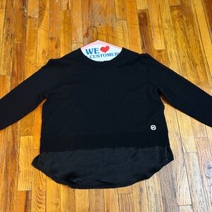 Michael Kors Black Sweater with Satin Hem